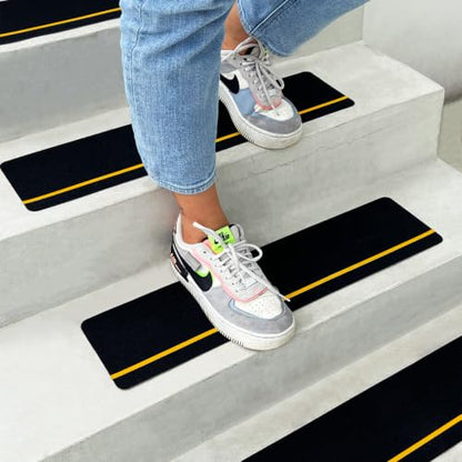 S&X Outdoor Stair Treads Non-Slip 6x24in, 5-Pack, Reflective - color: Reflective/Black, size: 6" x 24"