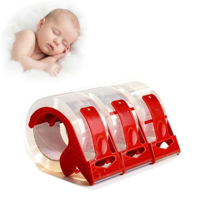 3 Pack Heavy Duty Clear Packing Tape with Dispenser, 1.88 Inch x 110 Yards, No Noise Quiet Packaging Tape for Moving Shipping Mailing Storage Carton Sealing Total 330 Yards