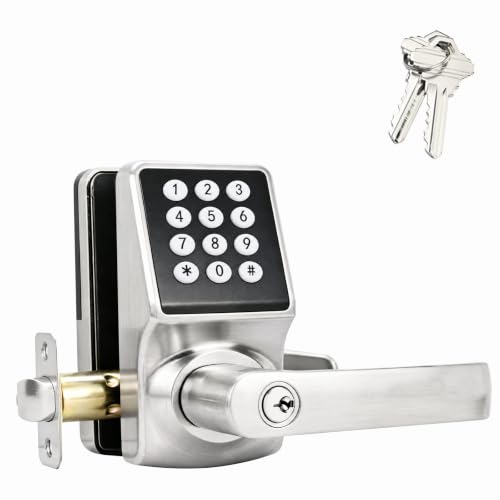 Keyless Entry Door Lock with Keypad, Satin Nickel Finish 1PACK,