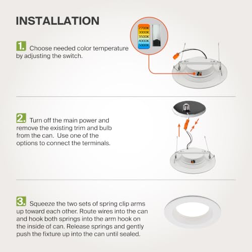 ASD 6 Pack Retrofit LED Recessed Lighting 6 Inch, 5CCT Wafer Lights - color: White, size: 6 Pack