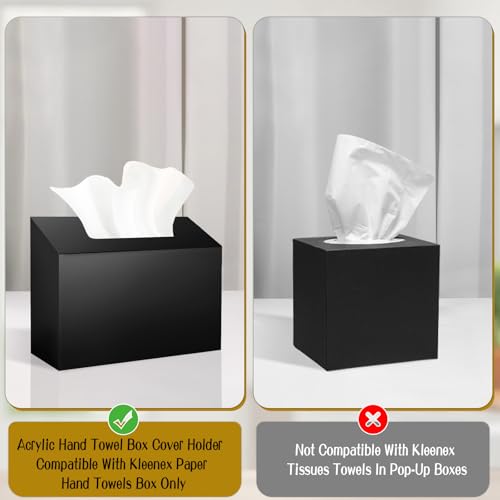 Acrylic Hand Towel Box Cover Holder for Kleenex, Disposable Paper Hand Towels Holder, Bottom Pull-Out & Wall-Mounted, Paper Towel Dispenser Suitable for Home, Office, Bathroom (Glossy Black) - color: Black