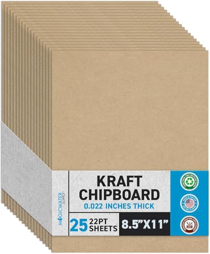 MagicWater Chipboard Sheet - 8.5x11 inch - 22 pt - 0.022" Thick - 25 Pack - color: Kraft 25 Pack