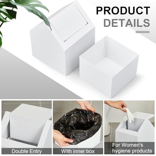 1 Pack Double Entry Sanitary Napkin Receptacle Swing Top, White
