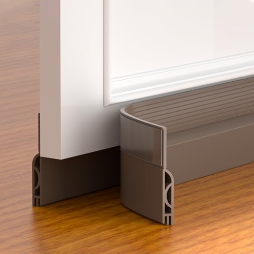 Door Draft Stopper,Adjustable Door Sweep for Bottom of Door,Silicone Weather Stripping Door Bottom Seal Blocker Air Noise,Under Door Gap Filler for Interior/Exterior Doors(Brown, 39inch) - color: Brown, size: 39inch