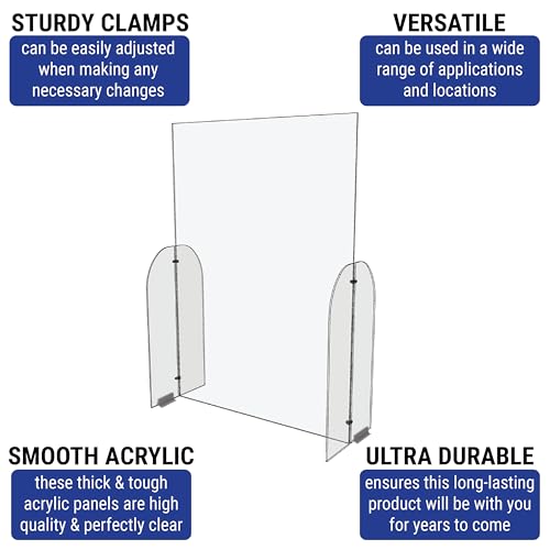 Clear Acrylic Single Panel Protective Barrier/Guard for Counter, Reception, Desk, Checkout Shield (30" x 42") - Guards Employees, Cashiers, and Customers from Coughing and Sneezing