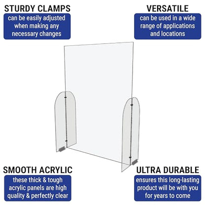 Clear Acrylic Single Panel Protective Barrier/Guard for Counter, Reception, Desk, Checkout Shield (30" x 42") - Guards Employees, Cashiers, and Customers from Coughing and Sneezing