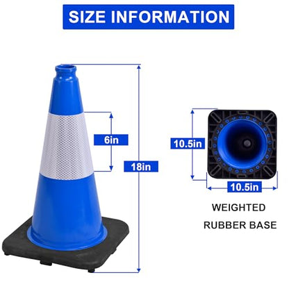 OrangeStar 18" Traffic Cones 8-Pack Blue Safety Cones - color: Blue, size: 18in