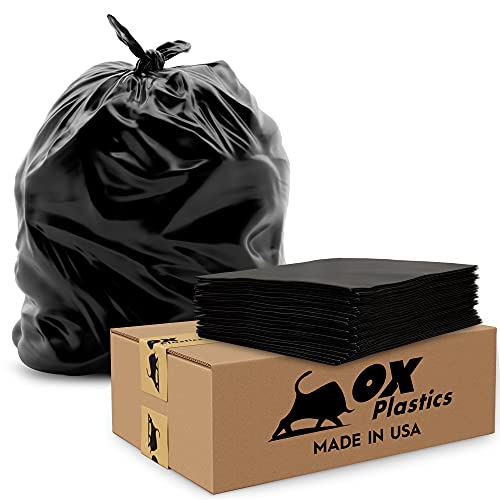 55 Gallon 4mil Trash Can Liners Bags - (35 Count) Capacity & Thick Extra Heavy Duty Strength - Large Garbage, Leak-Proof & Durable, House & Commercial Use Bags - Black - size: 1 Count (Pack of 35)