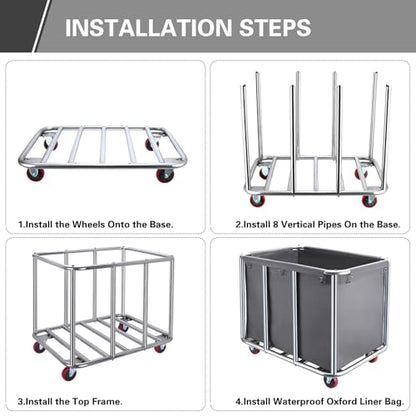 Commercial Laundry Cart with Wheels,440lbs for Home (Off White) - color: Off White
