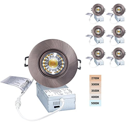 POPANU 3 Inch Gimbal LED Recessed Lights 6 Pack,Adjustable Downlight,Bronze - color: Oil-Rubbed Bronze, size: 3 Inch