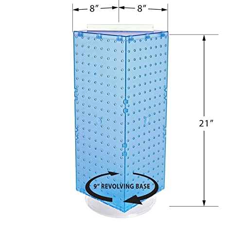 Azar Displays 703385-BLU Four-Sided Revolving 8”W X 20”H Pegboard Counter Display, Blue - color: Blue, style: Pegboard Only