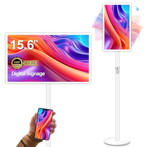 15.6" Digital Signage Display with Adjustable Stand - color: White, size: 2+32
