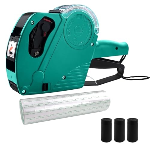 MX-5500 8 Digits Price Tag Gun with 5000 White Sticker Labels, Price Gun for Grocery Store Marking (Green) - color: Green