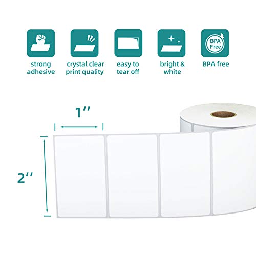 3-Proof 2"x1" Direct Thermal Barcode Labels Rolls for Zebra LP2824 ZD411 ZD410 ZD421 ZD420 GK420D, 12 Rolls 15600 Pcs Waterproof Return Address Label Used with Rollo MUNBYN Desktop Printer - color: 2"x1"-15600 Labels