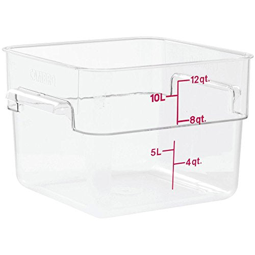 Cambro Food Storage Container - Classic Series Square - 12 QT (Quart) - Commercial Grade for Food Prep (Clear) - size: 12 QT