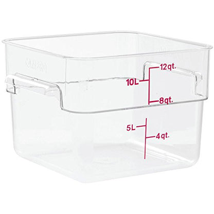 Cambro Food Storage Container - Classic Series Square - 12 QT (Quart) - Commercial Grade for Food Prep (Clear) - size: 12 QT