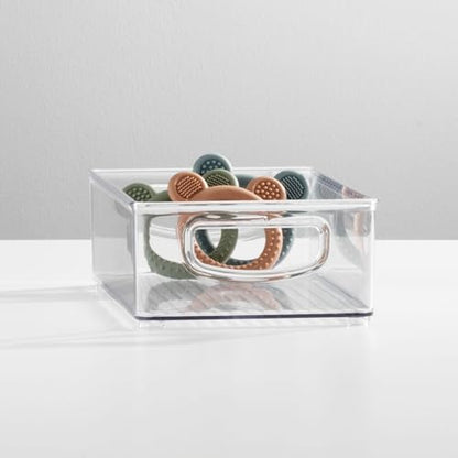 mDesign Small Plastic Baby Nursery and Food Organizer -Storage Holder Bin with Handles for Closet, Cupboard, Cabinet, Drawers, Shelves - Holds Canned Food, Bottles, Formula - Ligne Collection, Clear - size: 10 x 6 x 3 (Pack of 1)