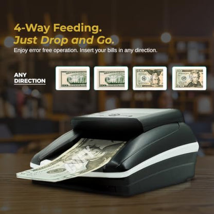 K630 Counterfeit Bill Detector for US Dollars. Checks for UV(Ultraviolet), MG(Magnetic), IR(Infrared), Paper Quality and Size.