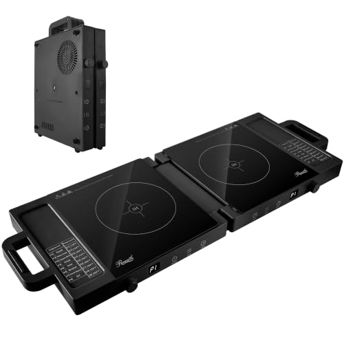 Rosewill Foldable Dual Induction Cooktop Burner, 1800W Portable Double Burner with 8 Cooking Modes & 9-Hour Timer, Auto Shutoff, Electric Stove for Home, Dorms, RVs, Small Kitchen - Black - color: Black