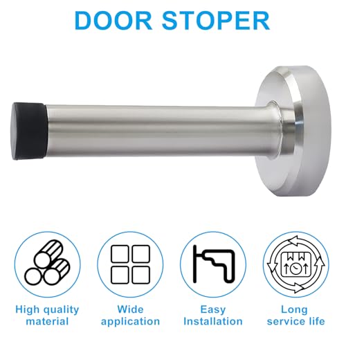 Jiozermi 10 Pcs Silver Door Stopper, Heavy Duty Wall Mounted - color: Silver