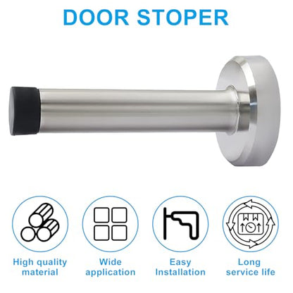 Jiozermi 10 Pcs Silver Door Stopper, Heavy Duty Wall Mounted - color: Silver