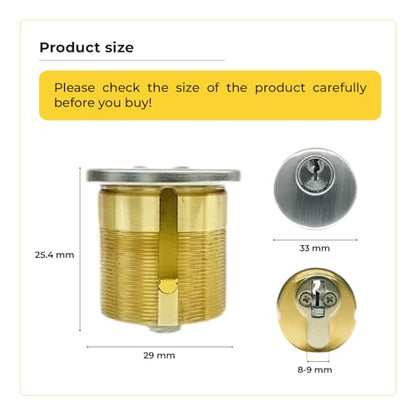 Brass Mortise Cylinder Lock 1 Inch Keyway Keyed Alike | Storefront Door Replacement - Adams Rite Kawneer Vistawall - size: 1 Pack