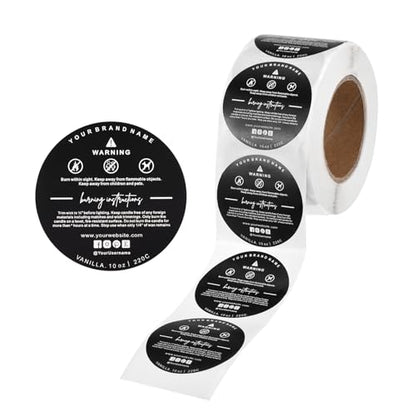 MECCANIXITY Candle Warning Labels 1.5" Black Jar Warning Stickers 500Pcs - color: Black With F Style