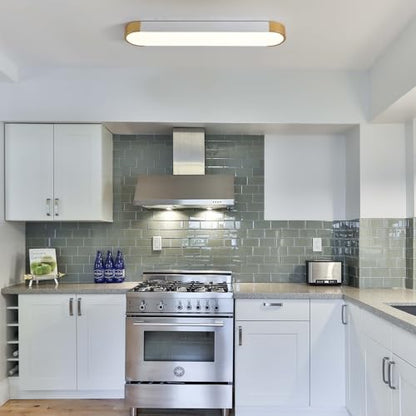 Tioolo Dimmable LED Ceiling Light with Remote 42W Kitchen Lighting Fixtures Ceiling White and Gold Long Ceiling Light Fixture 27.5 Inch Flush Mount Ceiling Lights for Kitchen Dining Room Hallway - color: White+Gold/42W