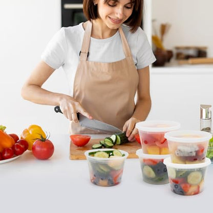 Deli Containers with Lids 16 oz - Disposable Soup Containers with Lids 48 Sets - Plastic Containers with Lid, Food Storage Containers with Lids, BPA Free/Microwave/Freezer/Dishwasher Safe - size: 16oz-48pc