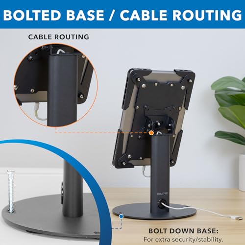 Mount-It! Universal Tablet Countertop Stand, Secure Kiosk Mount, Black - color: Black