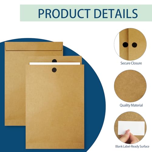 Cheardia 30 Pcs Large Expandable Envelope, 9.4 x 13" Big Mailing Envelope