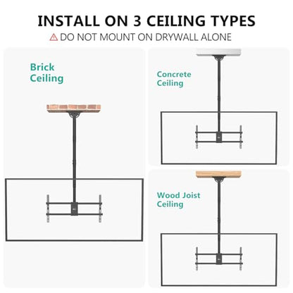 WALI Long Arm Ceiling TV Mount for Most 37-90 inch Large TVs, up to 220 lbs - color: Black (800x400mm), size: 5 feet