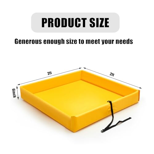 Frienda 4 Pack Folding Duck Pond 2 ft x 2 ft x 6 Inch Portable Spill Containment Mini Berm Platform Tray(Yellow) - color: Yellow, size: 2' X 2'