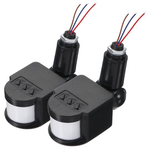 Outdoor Motion Sensor, 2Pcs Infrared PIR Motion Detector - Black - color: Black, size: 0.6" Hole