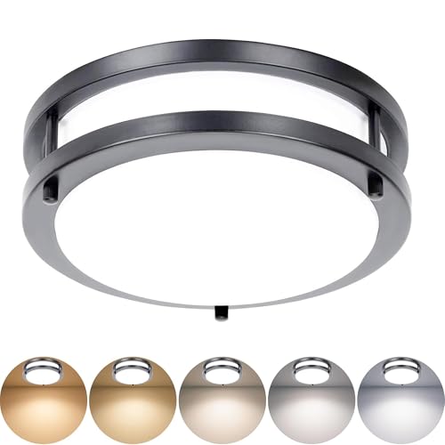 Drosbey 30W Dimmable LED Ceiling Light Fixture, Flush Mount Ceiling Lights for Kitchen, Bathroom, Bedroom, Hallway, 2700K/3000K/3500K/4000K/5000K Adjustable, 400W Equivalent, UL Listed - color: Black, size: 30W