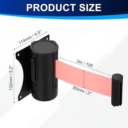 PATIKIL Fixed Wall Mount Retractable Belt Barrier 10 Feet, Pink 1 Pcs - color: Pink, size: 10 Feet