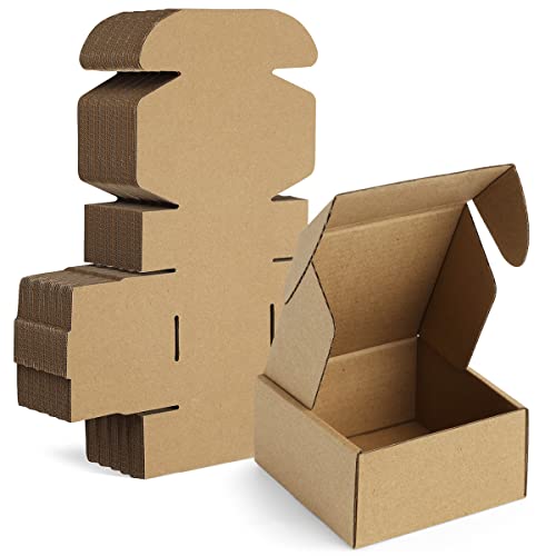 Famagic 50 Pack 4x4x2 Small Shipping Boxes - Brown Corrugated Cardboard Mailer Boxes for Small Business, Mailing Boxes for Packaging, Bulk - color: Brown, size: 4x4x2" 50pcs