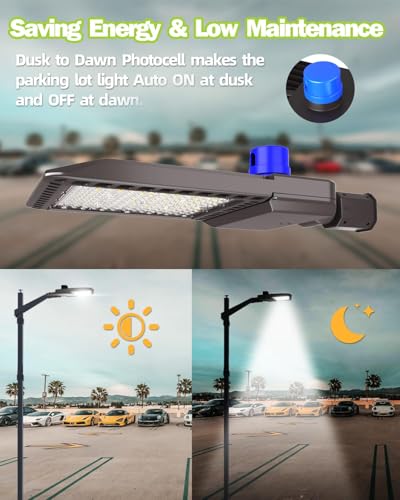 YXL LED Parking Lot Light, 200W Light with Dusk to Dawn Photocell, 28000LM 5000K, Slipfitter Mount, IP65 Waterproof, LED Area Light for Parking Lot, Driveway, Street, Yard and Stadium, 3 Pack - size: 200W Slipfitter 3Pack