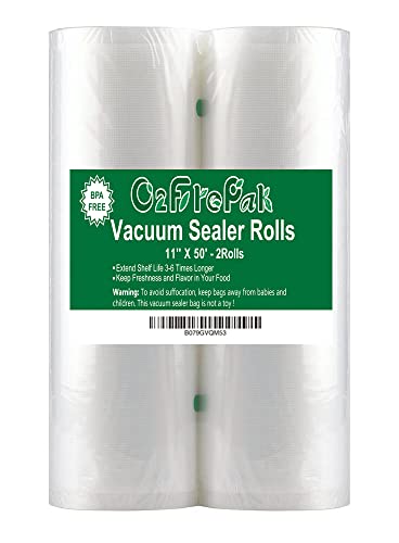 O2frepak 2Pack Vacuum Sealer Bags Rolls 11"x50' for Food Storage - size: 11" x 50' (2 Pack)