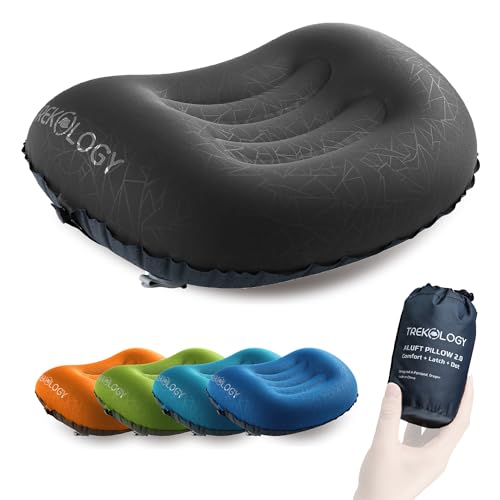 TREKOLOGY Aluft 2.0 Small Inflatable Camping Pillow for Backpacking, Travel - color: Black