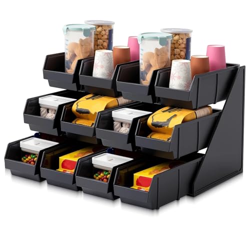 Novabright 12 Compartment Serve Condiment Bin Self Serve Condiment Packet - style: 12 Bin 3 Tier
