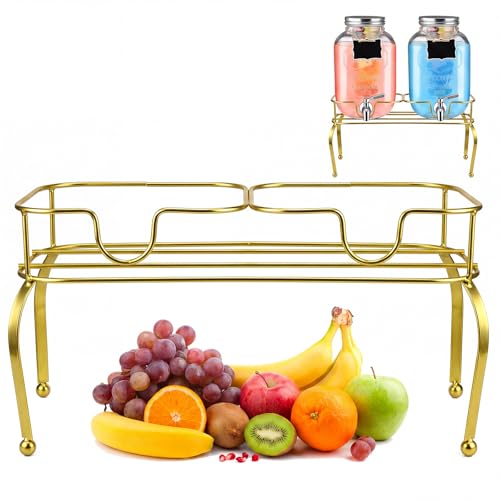 Blulu 2 Compartment Metal Drink Dispenser Stand, Gold 2 Gallons Stand Only - color: Gold, size: 2 Compartments, 2 Gallons