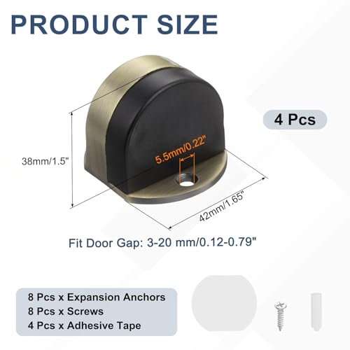 uxcell 4 Pack Low Dome Floor Door Stop 1.5" H x 1.65" W, Stainless Steel - color: Bronze