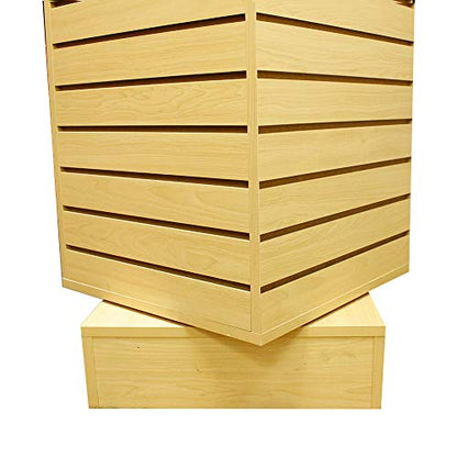 Prolinemax Revolving Slatwall Floor Display Rotating Cube Tower 4 Sided Retail Fixture - Maple