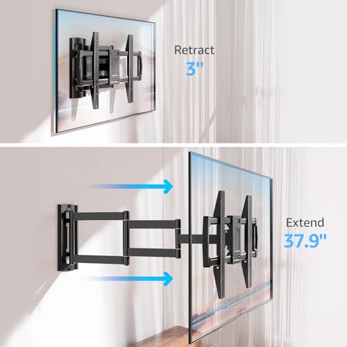MOUNTUP 37.9" Long Arm TV Wall Mount for Most 42-75 Inch TVs, Full Motion Corner Wall Mount TV Bracket with Extension & Tilt & Swivel & Level Articulating Arm, Max VESA 600x400mm, Holds up to 99 lbs - size: 42-75 inch, 99 lbs, Indoor 37.9 inch Arm