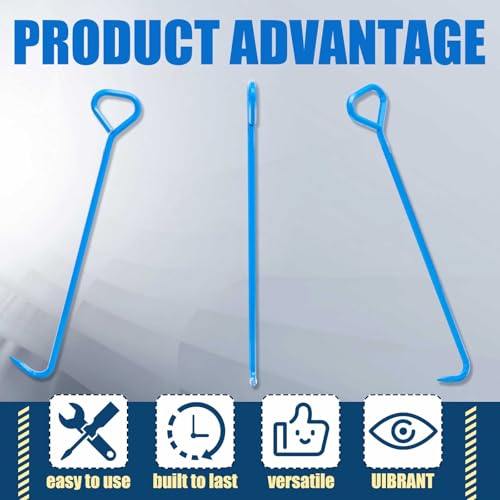 Therwen 2 Pcs Manhole Cover Hook 30 Inch with 5/8" Hex Alloy Steel Rigid Heavy Duty Manhole Cover Lifter with Inline Handle for Lid Puller Moving(Blue) - color: Blue, size: 30inch