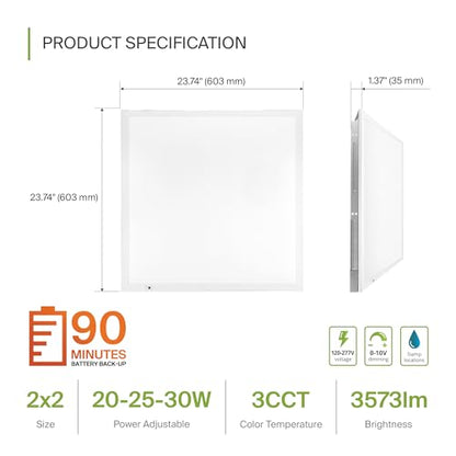 ASD 2x2 LED Flat Panel Light, Emergency Battery Backup UL DLC 4 Pack - color: 2x2, size: 4 Pack