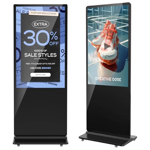 JIYANG 55 Inch 4K Digital Signage Display,Indoor Floor Standing Digital Kiosks,Commercial Advertising LCD Totem Android System Auto Media Player HDMI Input,Free Custom Logo,Black - color: black, size: 55 inch, style: NonTouch-Screen