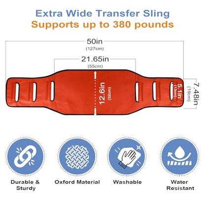 Transfer Belt Transfer Sling Padded Gait Belts with Seniors Patient Lift - color: Orange 2