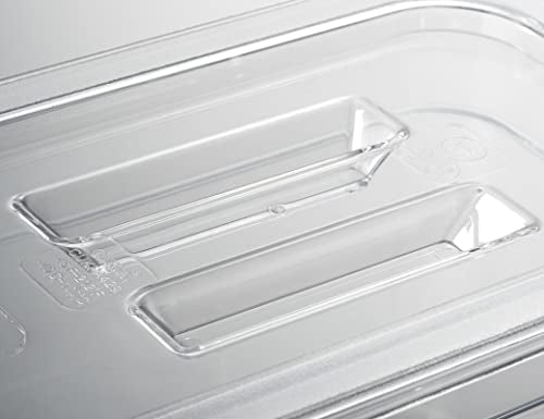 CURTA 6 Pack NSF Notched Food Pan Cover, 1/3 Size Clear Polycarbonate Lid with Handle for Commercial Food Pan, Dishwasher & Freezer Safe Plastic Clear - color: 1/3 Size, size: Handled & Notched Lids
